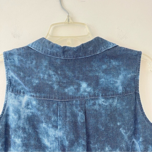 Cloth & Stone Bleach Wash Chambray Button Down Sleeveless Tank Shirt Med (ff) - Picture 9 of 13